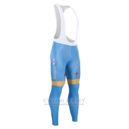 2015 Cycling Jersey Astana Light Blue Long Sleeve and Bib Tight
